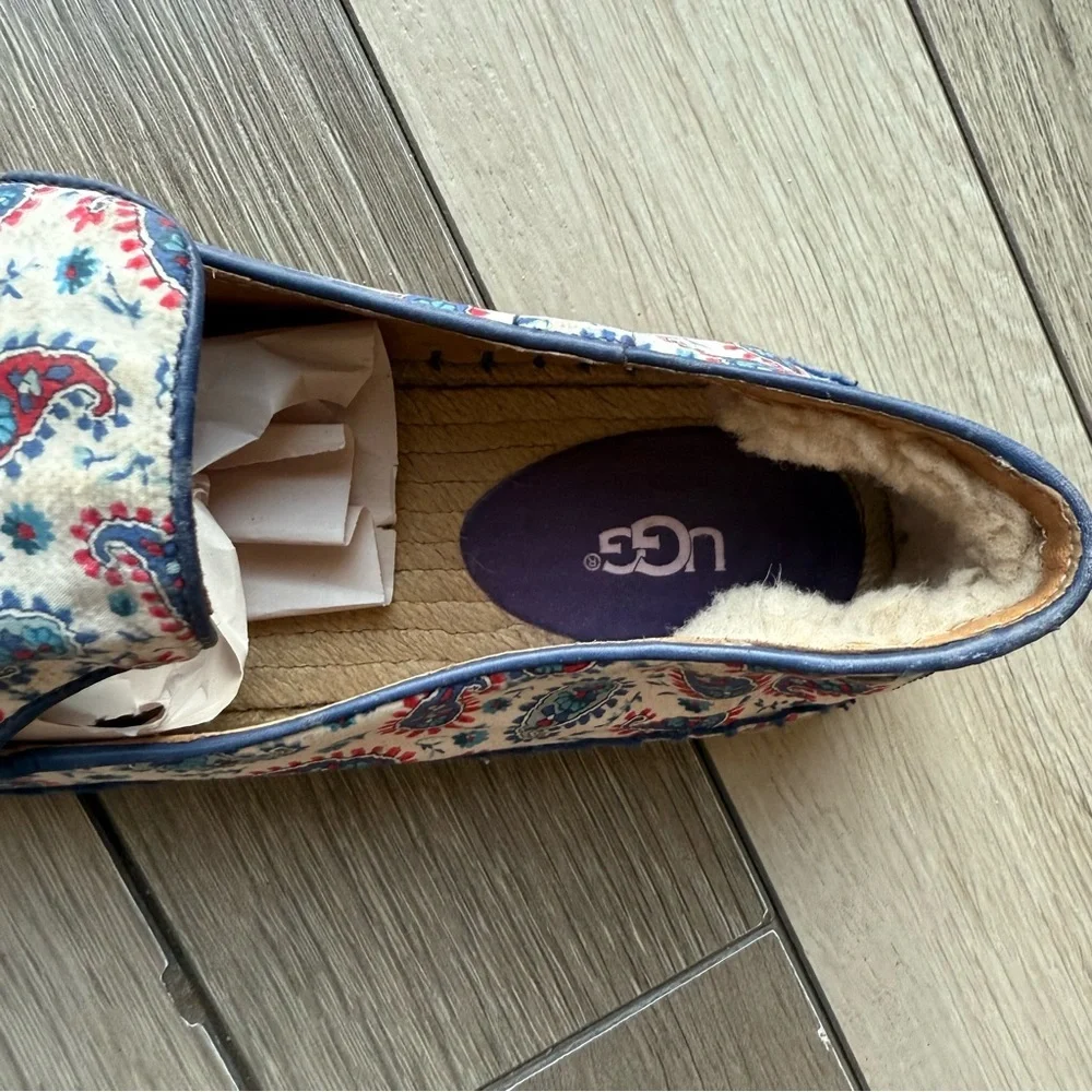 UGG Blue Espadrille Slip-Ons with Floral Print